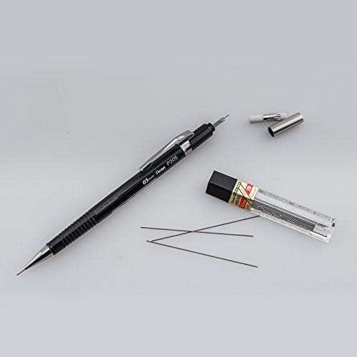 Pentel Sharp Mechanical Pencil (0.5mm), Fine Line, Black Barrel, Pack of 2 (P205BP2)