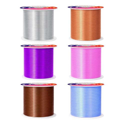 Mandala Crafts 16 GA Blue Pink Brown Assorted Anodized Aluminum Craft Wire - color: Silver Tone Copper Tone Purple Pink Brown Ice Blue, size: 16 Gauge 65X6 Feet