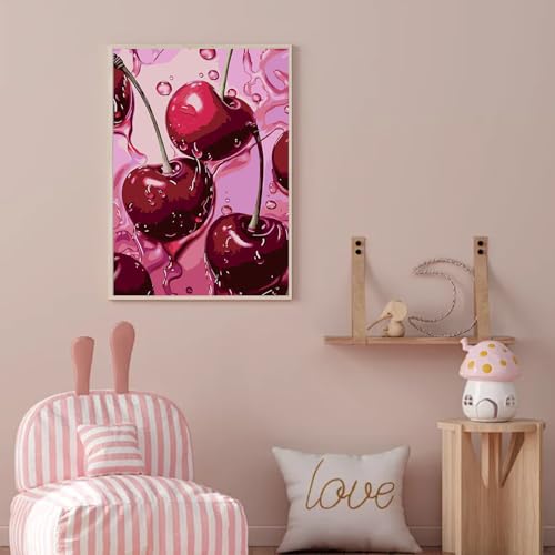 AIBOERL Diamond Art Kits for Adults,Square Drill Cherry Diamond Painting | Square Drill Cherry Diamond Painting for Beginners DIY Square Diamond Dot Painting Gem Art Kits,Home Wall Decor 12x16Inch - color: DP01164