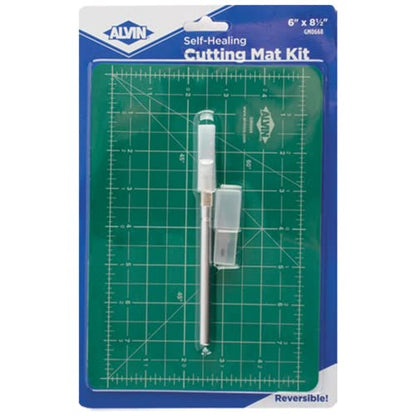Alvin, Self-Healing Cutting Mat Kit, Double-Sided Mat with Art Knife, GBM Series, Gridded Rotary Cutting Board for Crafts, Sewing, Fabric - 6 inches x 8.5 inches - size: 8.5"L x 6"W