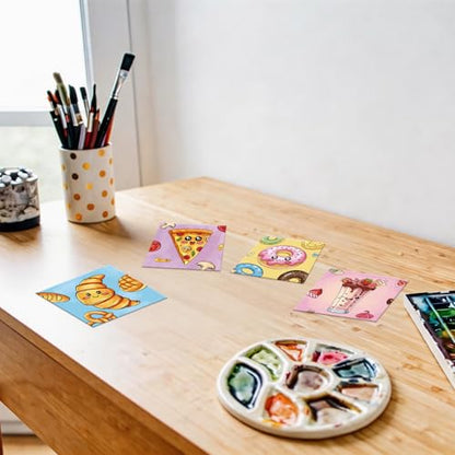 Anseal 12 Packs Pre Drawn Canvas to Paint, 4" X 4" Foods Pre-Printed Paint Party for Painting, Pre Stretched Canvas Outline Painting Boards for Paint Lovers, Party Favor - style: Foods