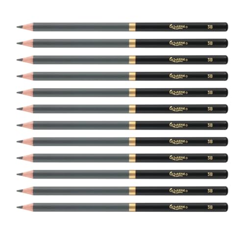 Cezanne Graphite Drawing Pencils Set - 3B, Set of 12 Break-Resistant Graphite Lead, Easy-to-Sharpen Sketch Pencils, Master Artist Quality Graphite Pencils for Technical and Artistic Drawing - color: 3B, size: Set of 12