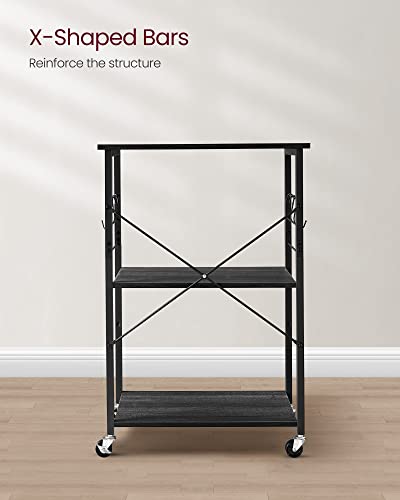 VASAGLE Kitchen Shelf on Wheels, 23.6 Inches Serving Cart with 3 Shelves - color: Ebony Black + Ink Black, size: 23.6"W x 35"H, style: Shelf
