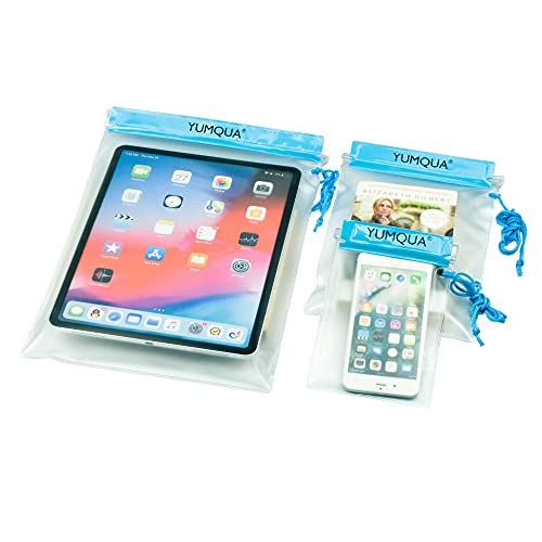YUMQUA Waterproof Pouch Dry Bags Document Map Holder for Water Sport 3PACK - color: Blue