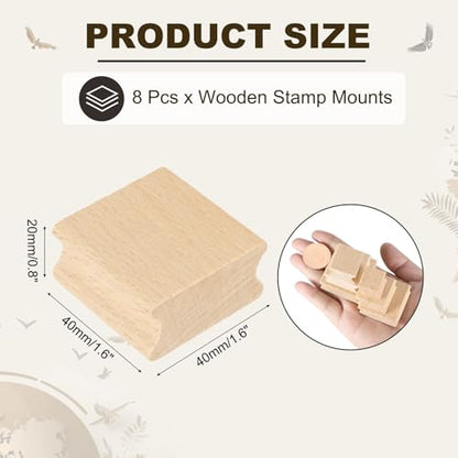PATIKIL 40x40mm Wooden Stamp Block, 8 Pcs Blank Rubber Stamp Mounts Wooden Rubber Beech Hard Wood Blocks for Making DIY Crafting, Wood Color - size: 40x40mm