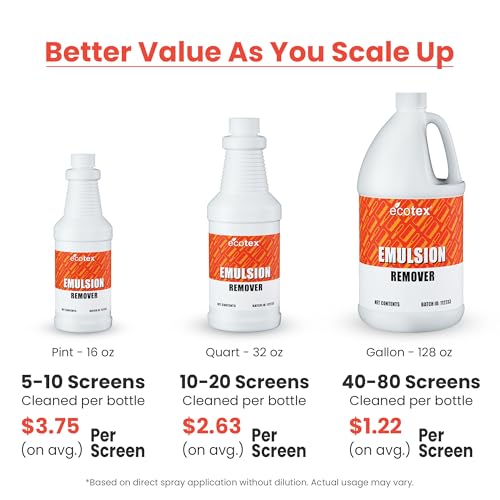 Ecotex Screen Printing Emulsion Remover, Diazo Photo Stencil Remover, Pt | Biodegradable Emulsion Remover For Silk Screens - Removes Diazo, Photo Emulsion & Stencil Residue, Dilutes Up To 4:1, 1 Pt - size: 16 Ounce (Pack of 1)