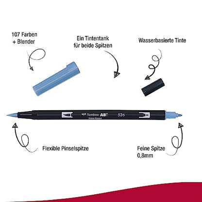 Tombow Dual Brush Pen, ABT, No. 526 (AB-T526) - color: 526 True Blue