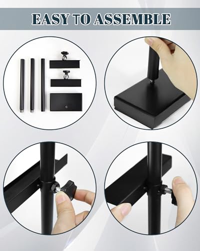 Tabletop Picture Frame Stand, Adjustable Tabletop Easel Stand for Frames Up to 28" H,Picture Frame Holder Stand for Display, Metal Standing Easel Display Stand for Frames, Canvas, Artwork, Signs (Black)