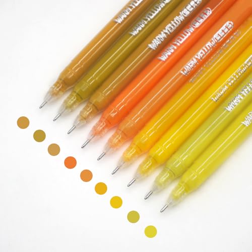 Gel Pens with 0.6mm Fine Point, 9 Colors Acrylic Drawing Gel Pen - color: Warm Yellow