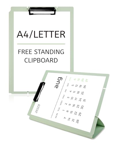 Free Standing Clipboard and Desktop Stand with Adjustable Buckles Easel Back - Foldable Stand and Document Holder for School, Office and Business Use (9.37 x 12.6 inches) (Light Green) - style: Light Green