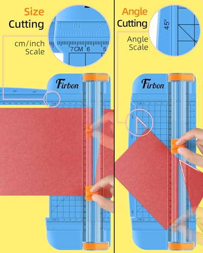 Firbon A5 Paper Cutter, Small Straight Paper Trimmer with Side Ruler | Blue Compact Design | Cuts Photo, Cardstock, Labels & Coupons | Portable Desktop Slicer | Scrapbooking & Craft Projects - color: A5-blue