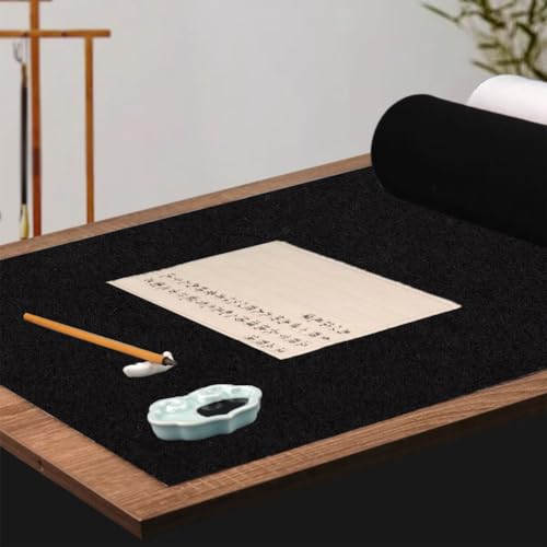 BENECREAT 27.5x19.6inch Chinese Calligraphy Drawing Felt Mat, Black Xuan Paper Painting Felt Desk Pad for Practice Calligraphy Traditional Chinese Painting, 3mm Thick