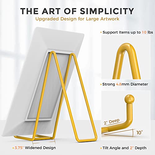 TR-LIFE 8 Inch Large Plate Stands for Display - Metal Plate Holder Display Stand + Frame Holder Stand for Picture, Decorative Plate, Platter, Plaques, Book, Photo Easel Tabletop (Gold 2 Pack) - size: 8 Inch