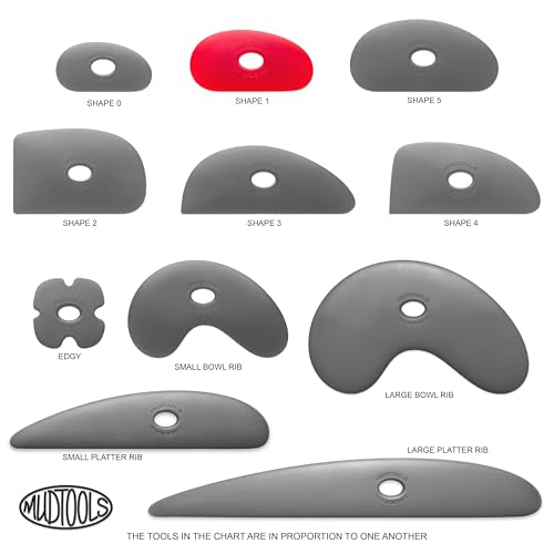 MudTools Shape 1 Polymer Rib for Pottery and Clay Artists, Pink Color, Ultra Soft Flexibility (P1) - color: Pink - Ultra Soft (P1)