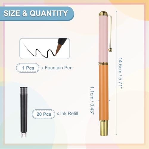 PATIKIL Calligraphy Brush Pens Refillable Brush Pen Set Black Orange | Chinese Hand Writing Marker Kits, with Fountain Ink Metal Clip, for Lettering Journaling Art Drawing - color: Orange