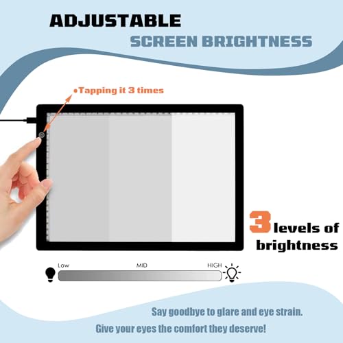 A4 Slide Viewer Light Box, Ultra-Thin LED Light Pad with 3 Adjustable Brightness, USB-C Powered Backlight for Viewing, Scanning and Digitizing 35mm Slides & Film Negatives