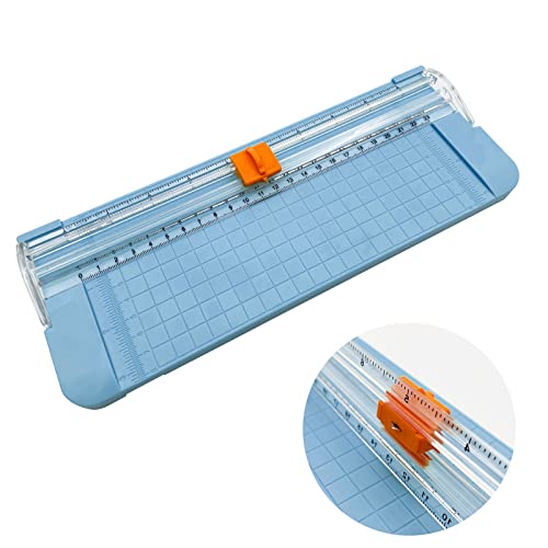 Paper Cutter, A4 Paper Trimmer with Security Safeguard & Side Ruler Portable Straight Edge Cutter for Scrapbooking Craft Paper, Photos, Label, Cardstock (Blue) - color: Blue