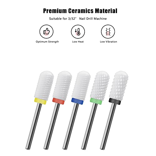 Ceramic Nail Drill Bit 10Pcs-3/32 Nail Drill Bits for Acrylic Nails,Professional Electric Nail Drill for Crystal Nail Extension Nail Removal,The Short Handle Does Not Shake. - size: Combo 03