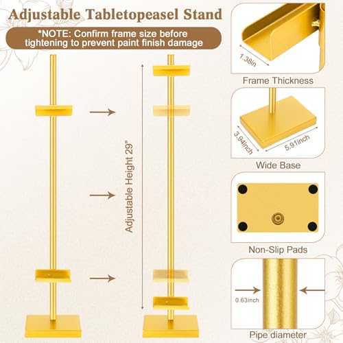 2 Pack Adjustable Tabletop Easel Stand Metal Picture Frame Stand Table Art Easels for Display Adjustable Picture Holder for Photo, Signs, Canvas(Gold,30 Inch) - color: Gold, size: 30 Inch