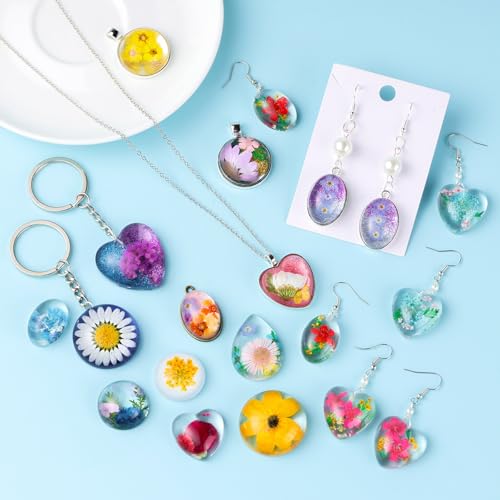 LET'S RESIN Cabochon Gems Resin Molds, 36-Cavity Jewelry Making Kit | Includes 16 Metal Pendant Trays, Silicone Molds for UV & Epoxy Resin, Pendants, Earrings, Necklaces, DIY Craft Supplies