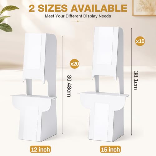 30 Pack Cardboard Easel Stand 15" & 12" Self Adhesive Cardboard Easel Back Display Stand for Table Top Photo Picture Poster Foam Board Painting Canvas Art Craft Retail Wedding Sign Holder - size: 12" & 15"