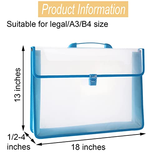 12x16.5 Art Portfolio Case A3 PP Plastic Transparent Blue Pack of 1 | Oxford Cloth Edge Waterproof Fits 11x14 Photo Prints and Art Paper - color: Blue