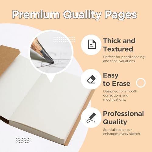 5.5 x 8.3 Inch Sketch Book for Kids and Adults, 112 Sheets (68lb/100gsm), Ideal for Drawing