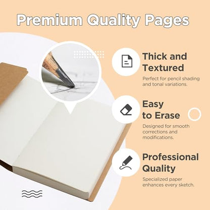 5.5 x 8.3 Inch Sketch Book for Kids and Adults, 112 Sheets (68lb/100gsm), Ideal for Drawing