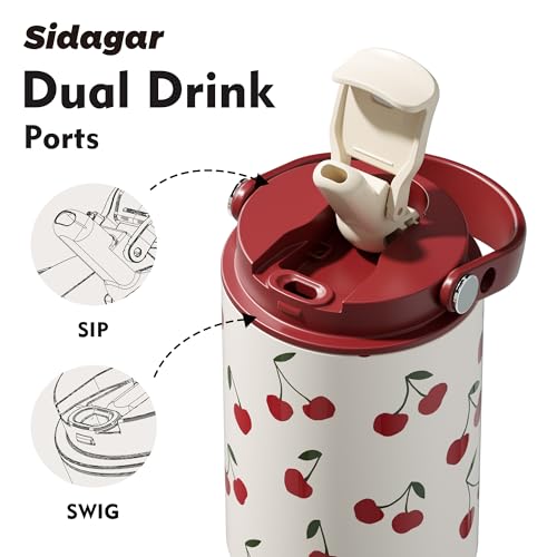 26 oz Insulated Stainless Steel Tumbler with Straw & Handle Red - color: Cherry Red