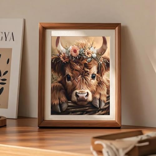 Mosaflare 5D Highland Cow Diamond Painting Kits for Adults 12x16 Inch - color: KM548-1