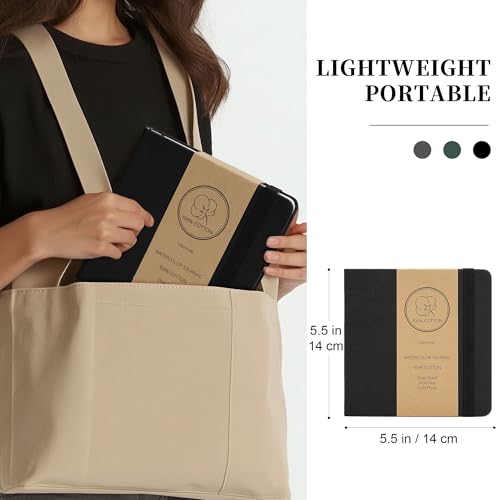 Vienrose Faux Leather Watercolor Sketchbook 5.5 x 5.5 in 24 Sheets Black - color: Black, size: 5.5" x 5.5" 1 Pack