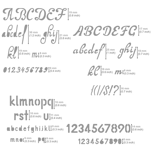 Aleks Melnyk No.34 Metal Stencils, Pyrography, Wood Burning kit 3 PCS Templates, Letters Stencils for Engraving Wood and Patterns, Alphabet and Number, Lettering, Letting, Bullet Journaling