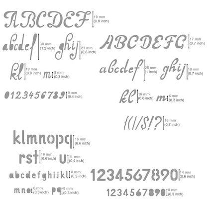 Aleks Melnyk No.34 Metal Stencils, Pyrography, Wood Burning kit 3 PCS Templates, Letters Stencils for Engraving Wood and Patterns, Alphabet and Number, Lettering, Letting, Bullet Journaling