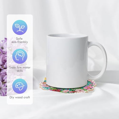 Dragonfly Diamond Art Coasters - 8 PCS DIY Colorful Flower Glass Diamond Painting Kits Special Shaped Non Slip Drink Coaster with Holder Art Craft Supplies Birthday Gift for Beginner Adult - color: Dragonfly