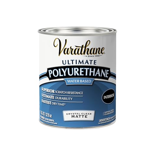 Varathane Water-Based Ultimate Semi-Gloss Polyurethane | Water-Based, Crystal Clear Interior Wood Protection, Fast Dry Time, Scratch Resistance, Covers Up to 125 Sq Ft, Quart - color: Matte, size: 1 Quart (Pack of 1)