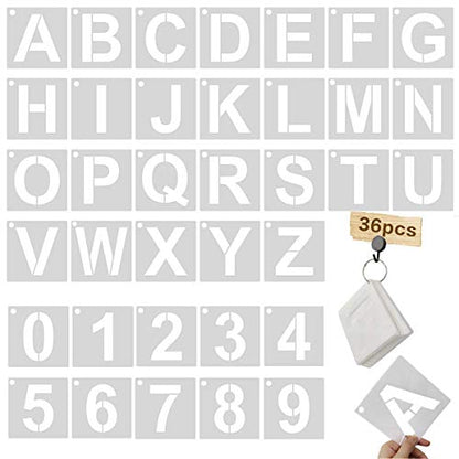 3 Inch Letter Stencils Kit, Alphabet Art Craft Stencils, Reusable Plastic Letters and Numbers Stencil Set for Wood, Wall, Fabric, Rock, Chalkboard, Signage and DIY Art Projects (White, 36 Pcs) - size: Font Sizes:3 Inch