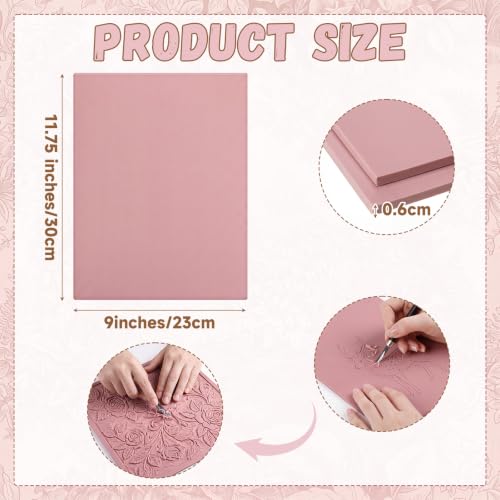 FunooFuno 9'' x 11.75'' 2 Pack Pink Rubber Linoleum Carving Blocks for Printmaking, 0.24'' Thick Linocut Soft Rubber Carving Block for Stamp Making Supplies Craft Materials DIY Artists Beginner - size: 9 x 11.75 Inch