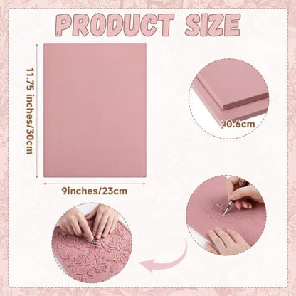 FunooFuno 9'' x 11.75'' 2 Pack Pink Rubber Linoleum Carving Blocks for Printmaking, 0.24'' Thick Linocut Soft Rubber Carving Block for Stamp Making Supplies Craft Materials DIY Artists Beginner - size: 9 x 11.75 Inch