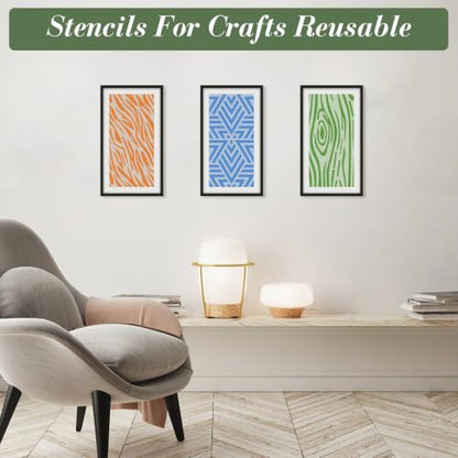 Geometric Texture Stencils for Crafts Reusable 16Pcs Stencils(8.3X4.1 Inch) - color: Texture 20