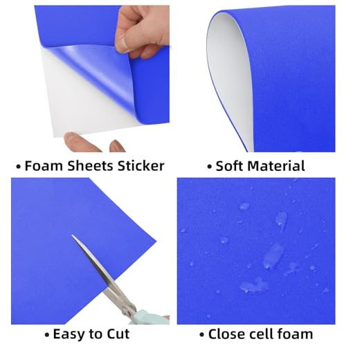 MEARCOOH Self Adhesive Foam Sheets, Blue 9x12 Inch 2mm Sticky Eva Foam Paper for Crafts Cardmaking Photo Frames Classroom Scrapbooking Christmas Crafts (Blue 10 Sheets) - color: Blue Self-adhesive, size: 9X12in-2mm