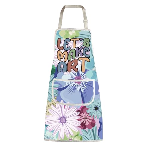 MBMSO Painting Artist Apron with Pockets Artist Painter Gifts Art Lover Gift for Art Teacher Student Painter Apron Waterproof - color: Let's Make Art Apron