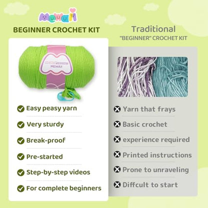 Mewaii Crochet Kit for Beginners, 9 Pack Plant Kit Craft Set - color: Green,Brown, White and Pink
