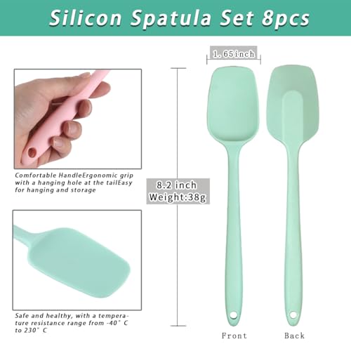 8 PCS,8.2Inch Silicone Spatulas Rubber Spatula Small Spatula Baking Mini Spatula Mixing Tool for Nonstick Cookware (8Pcs 4 Colors) - color: 8Pcs 4 Colors