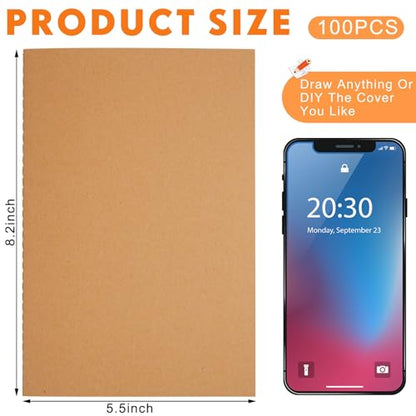 Mimorou 100 Pcs A5 Journals Notebooks Bulk,Brown,Grid - color: Brown, style: Grid