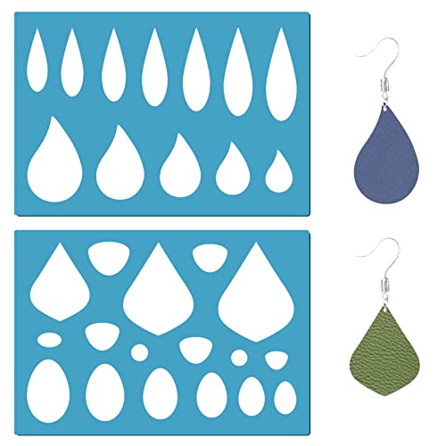 GORGECRAFT 2 Styles Leather Earrings Making Jewelry Shape Template Teardrops Reusable Plastic Cutouts Cutting Stencil Lapidary Templates for Tear Drop Bracelets Making Jewelry DIY Crafts 5”x3.5” - style: Art Deco