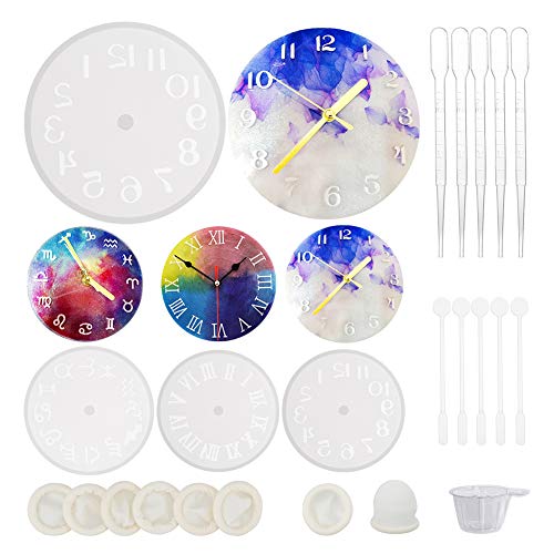 OLYCRAFT 49Pc/Set Resin Clock Molds for Epoxy Resins Casting DIY Home Decor | Silicone Molds, Casting Mold, Roman Numerals Constellation Silicone Mold, Epoxy Clock Resin Molds Kit, DIY Jewelry Making