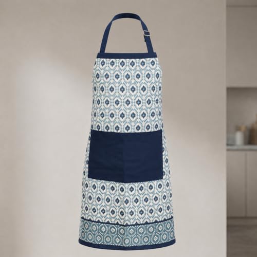 FINGERCRAFT Apron, Dual Pocket, Adjustable Tie, Multipurpose Washable Bib Apron for Home, Kitchen, Chef and Professionals - color: Moroccan Beauty