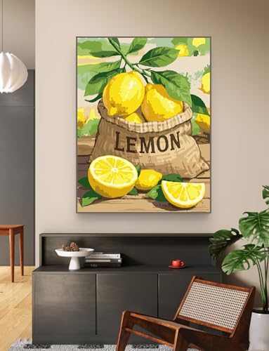 ZRIZQ Landscape Paint by Numbers Kit for Adults Beginner,Lemon,16x20 | Full set with wooden brushes,rolled canvas,rich paints.Calming activity.Beginner friendly.Just open and paint. - color: 16"X20"Rolled Canvas(Frameless)-Landscape 16