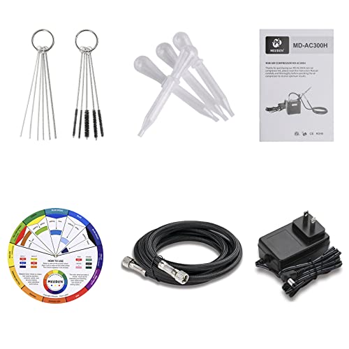 MEEDEN Airbrush Kit with Air Compressor: Dual Action Airbrush, 0.5mm, White - color: White, size: Single