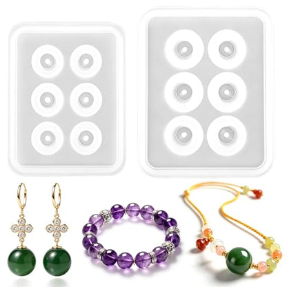 2PCS Sphere Silicone Bead Molds with Holes（12mm & 16mm Diameter）